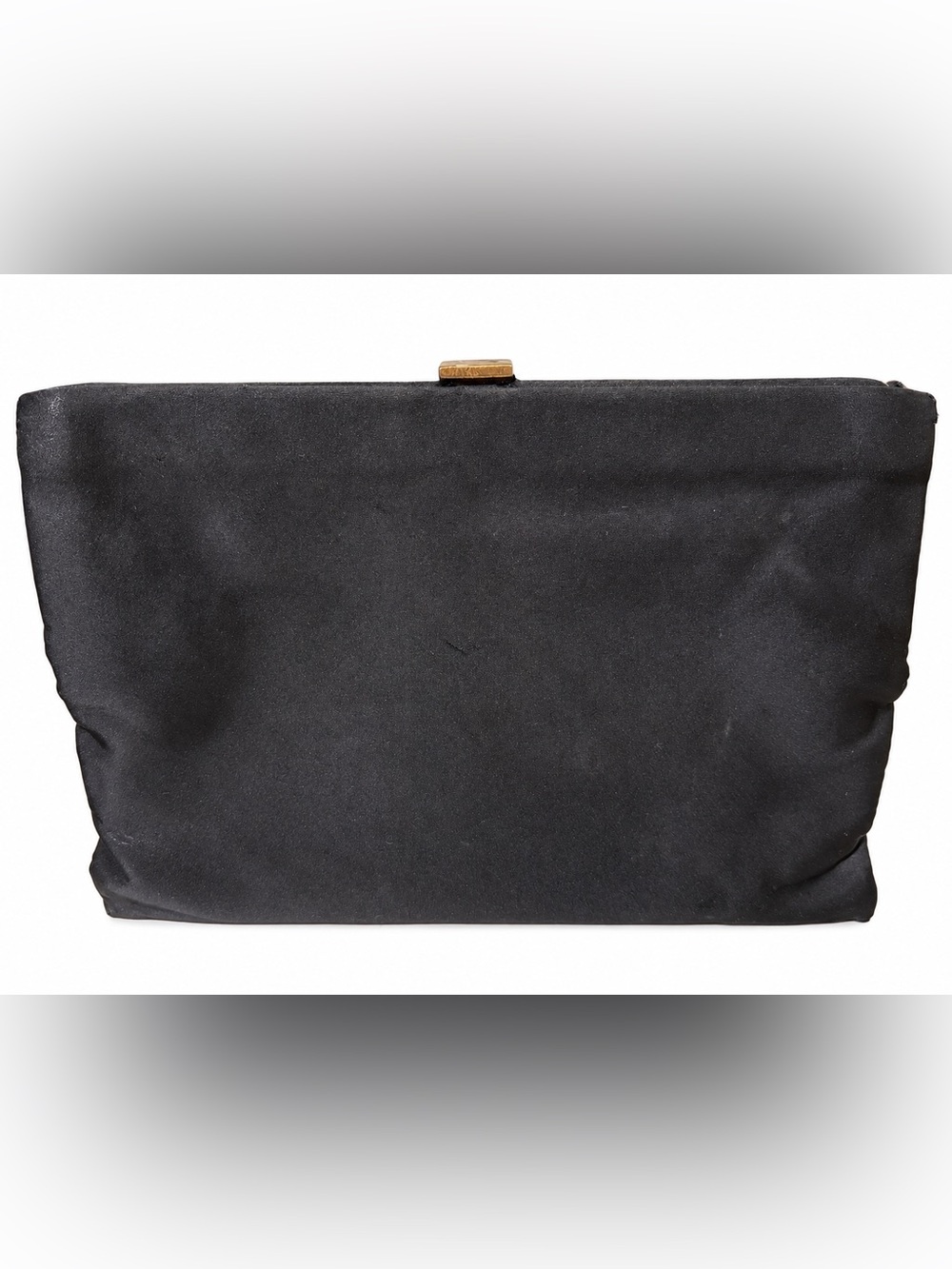 Vintage Black Evening Clutch Purse Gold Tone Detail 6” x 9”